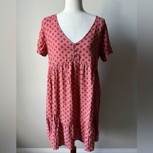 Mason & Belle | Ivy Tiered Boho Dress with Pockets | Coral | Medium